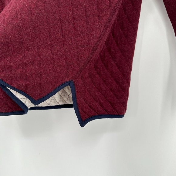Quince Burgundy Quilted Snap-up Pullover Sweatshirt Jacket sz S Small Reversible - Picture 3 of 5